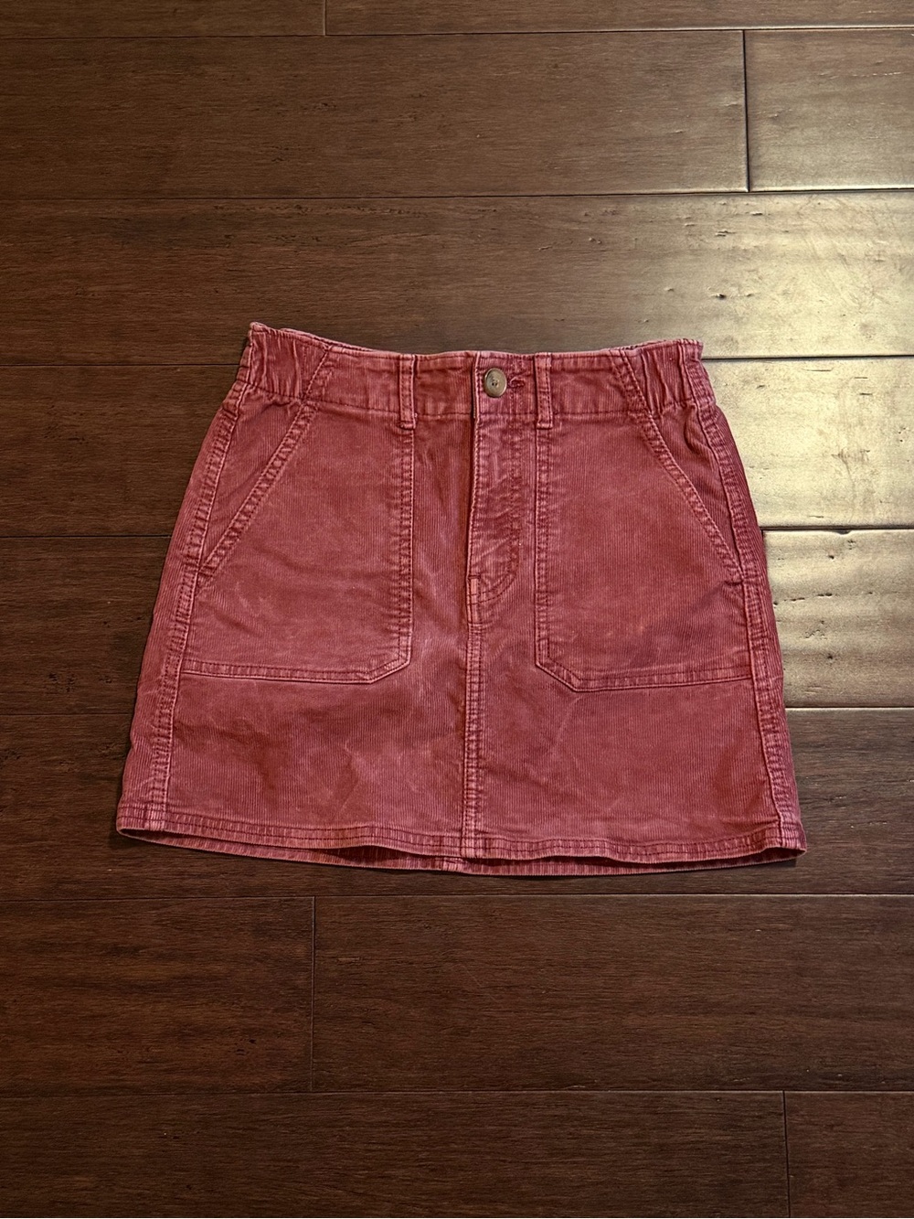 American Eagle Washed Burgundy Denim Skirt